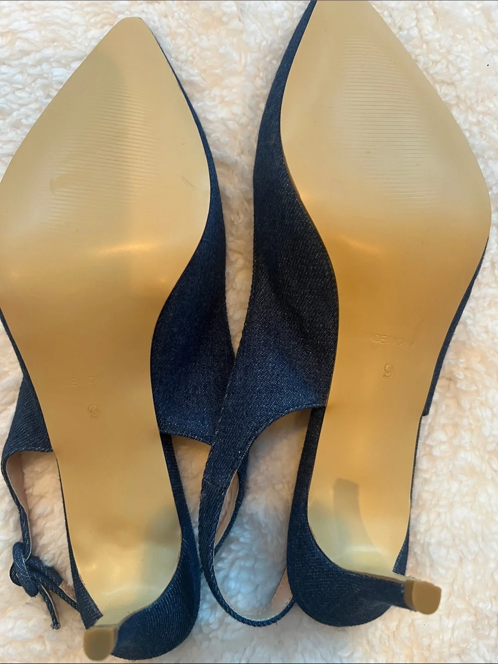 Divanne Denim Navy Pointed-Toe Slingback Pumps Size 9 NWOT